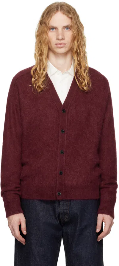 Kaptain Sunshine Burgundy Royal Alpaca Knit Cardigan In Red