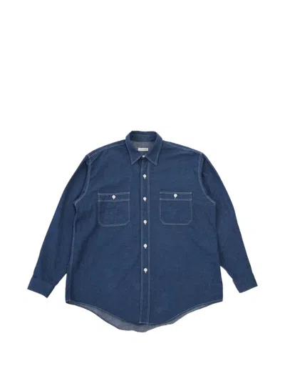 Kaptain Sunshine Contrast-stitch Chest-pockets Shirt In Blue