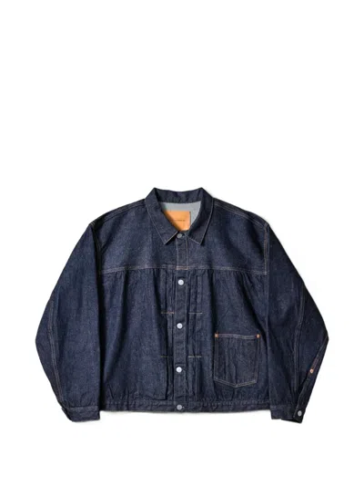 Kaptain Sunshine Denim Tracker 1p Buttoned Cotton Jacket In Blue