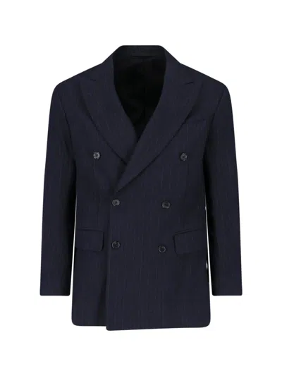 Kaptain Sunshine Double-breasted Wool Blazer In Blue