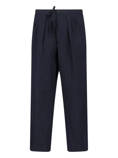 Kaptain Sunshine Drawstring Pleated Wool Trousers In Blue