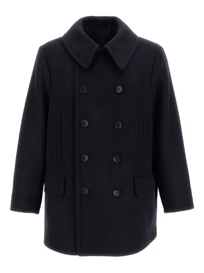 Kaptain Sunshine Flap-pockets Button Peacoat In Blue
