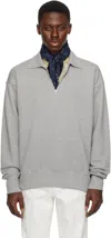 Kaptain Sunshine Gray Suvin Sweat Halfzip Pullover Polo In Feather Grey