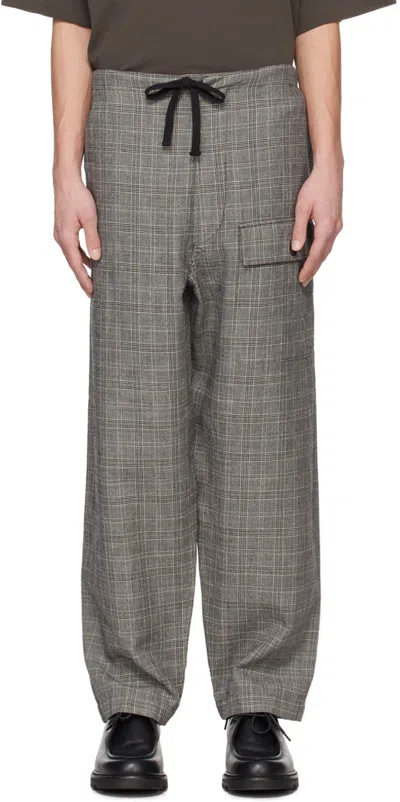 Kaptain Sunshine Gray Walk Easy Trousers In Brown Plaid