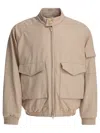 Kaptain Sunshine Beige Cotton Jacket With Snap-button Collar In Brown