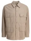 Kaptain Sunshine Silk-linen Blend Jacket With Vertical Stripes In Brown