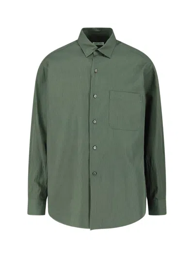 Kaptain Sunshine Multicolor Subtle Striped Cotton-silk Shirt In Green