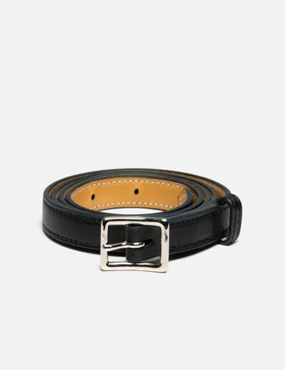 Kaptain Sunshine Narrow Calf Leather Belt In Black