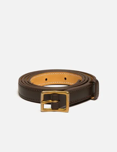 Kaptain Sunshine Narrow Calf Leather Belt In Brown