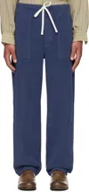Kaptain Sunshine Navy Walk Easy Baker Trousers In Blue Drill
