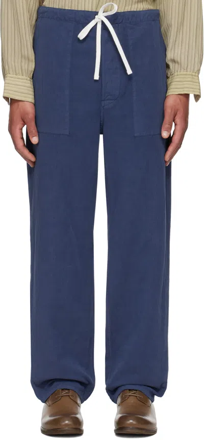 Kaptain Sunshine Navy Walk Easy Baker Trousers In Blue Drill