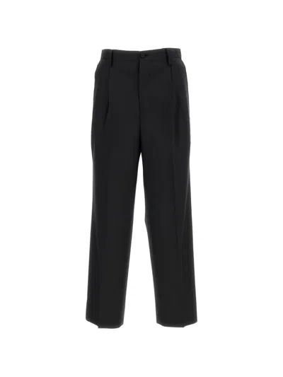 Kaptain Sunshine Tailored Wool Poplin Trousers With Pressed Crease In Black