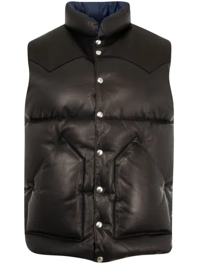 Kaptain Sunshine Reversible Down Vest In Black