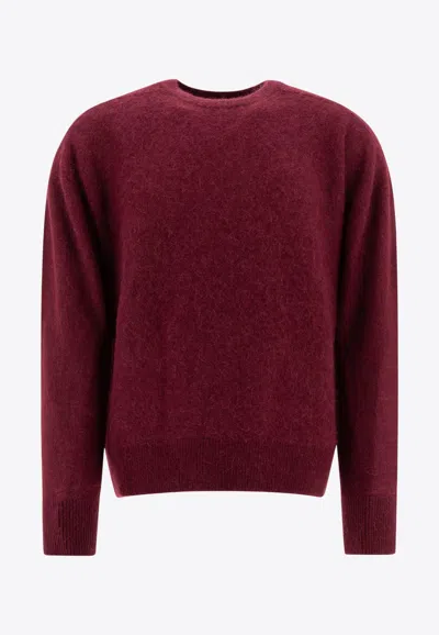 Kaptain Sunshine Ribbed Crewneck Sweater In Burgundy