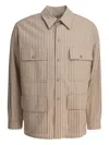 Kaptain Sunshine Silk-linen Blend Jacket With Vertical Stripes In Brown