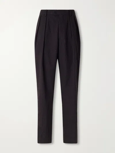 Kaptain Sunshine Straight-leg Pleated Wool Trousers In Brown