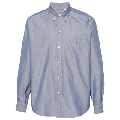 Kaptain Sunshine Button-down Cotton Shirt In Blue