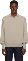 Kaptain Sunshine Taupe Cotton Knit Skipper Polo In Taupe