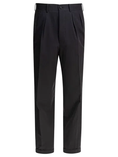 Kaptain Sunshine Pleated-front Cotton Trousers In Blue