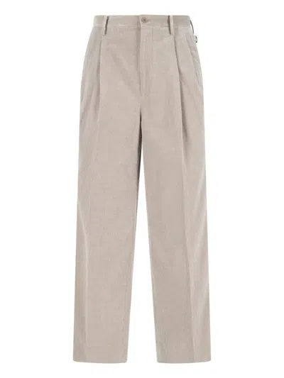 Kaptain Sunshine Cremefarbene Cord-samt-hose