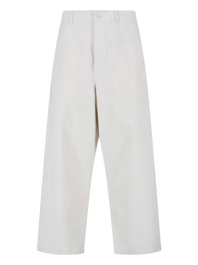 Kaptain Sunshine Wide Drill Cotton Pants In White