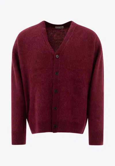 Kaptain Sunshine Wool Buttoned Cardigan In Burgundy