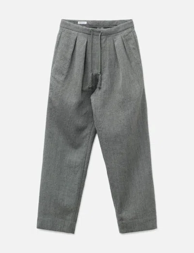 Kaptain Sunshine Wool Herringbone Easy Trousers In Gray