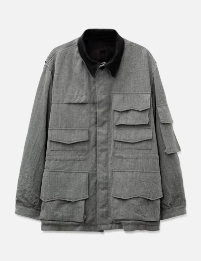 Kaptain Sunshine Wool Herringbone Hunter Jacket In Gray