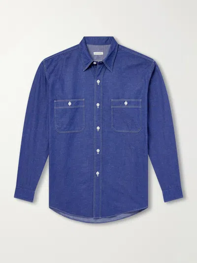 Kaptain Sunshine Work Suvin Cotton And Hemp-blend Shirt In Blue