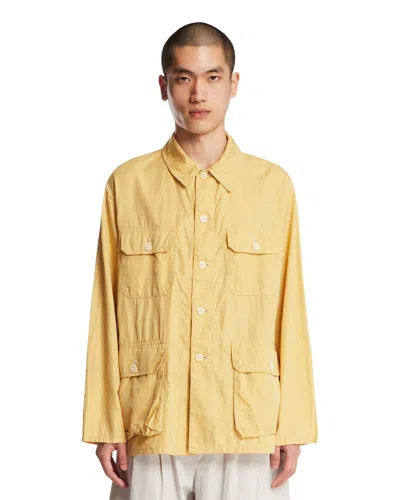 Kaptain Sunshine Yellow Cotton And Silk Multi-pocket Shirt