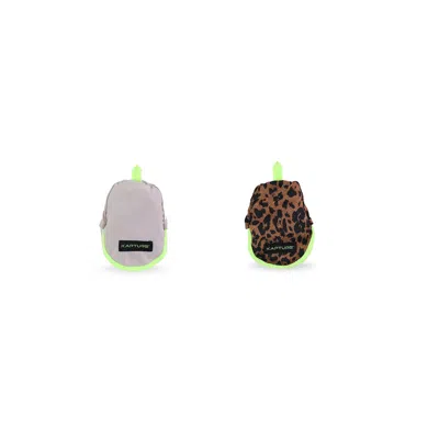 Kapture Grey / Green / Brown Egg Foldable Shoe Cases Set F In Animal Print