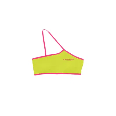 Kapture Women's Yellow / Orange Dayglow One Shoulder Recycled Bikini Top - Yellow In Yellow/orange
