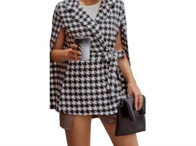 Kara And Kate Plaid Cape Midi Coat In Black/white In Multi