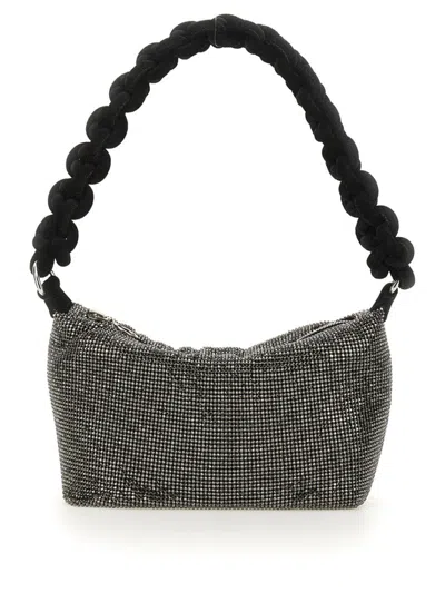 Kara Bag With Knotted Handle And Textured Surface In Gray