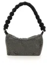Kara Bag With Knotted Handle And Textured Surface In Gray