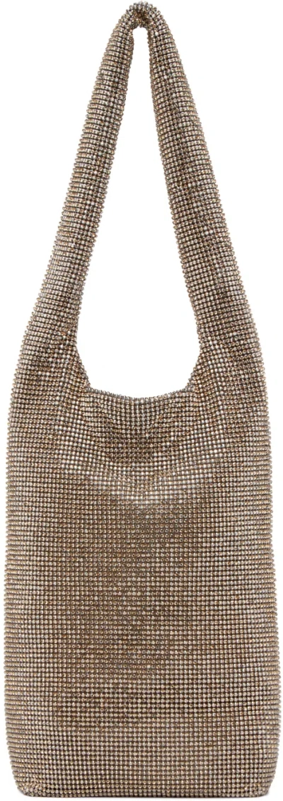 Kara Beige Crystal Mesh Wine Cooler Bag In Ecru