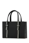 Kara Structured Leather Tote With Embellished Jewel Handles In Blackwhite