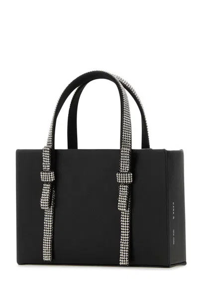 Kara Structured Leather Tote With Embellished Jewel Handles In Black