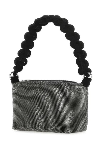 Kara Black Rhinestones Handbag In Hematite