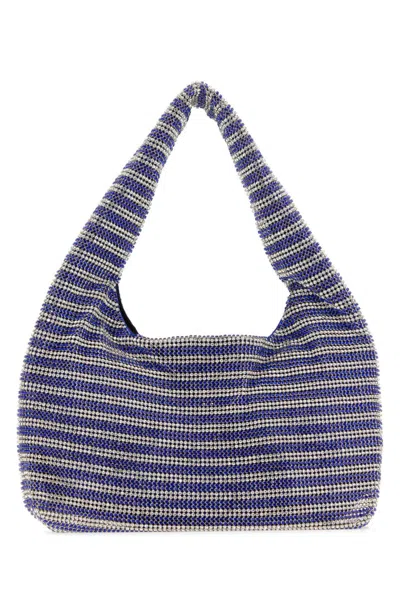 KARA BLUE CRYSTAL-EMBELLISHED SHOULDER BAG