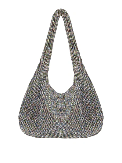 Kara Crystal Mesh Shoulder Bag With Decoration In Silver