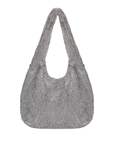 Kara Crystal Mesh Bag With Decoration In Silver