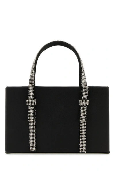 Kara Structured Leather Tote With Embellished Jewel Handles In Black