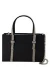 Kara Structured Leather Tote With Embellished Jewel Handles In Black