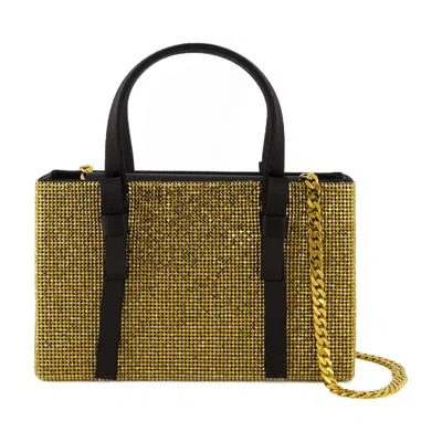 Kara Bow Midi Shopper Bag  Mesh Gold In Green