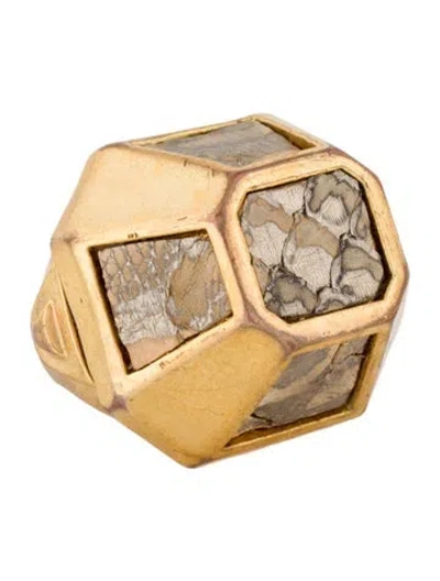 Pre-owned Kara By Kara Ross Leather Cocktail Ring In Multi