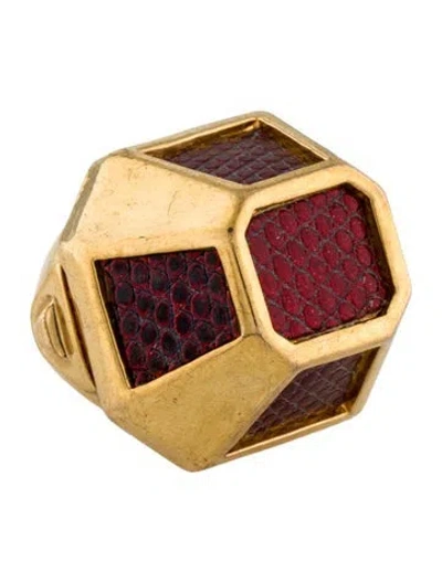 Pre-owned Kara By Kara Ross Leather Cocktail Ring In Multi
