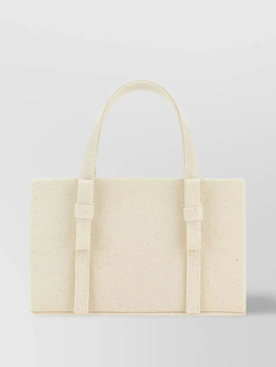 KARA CANVAS TOTE WITH DOUBLE HANDLES AND METAL CHAIN DETAIL