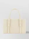 Kara Canvas Tote With Double Handles And Metal Chain Detail In Cream