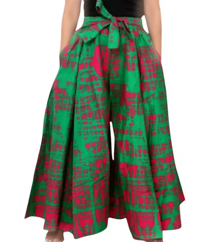 Kara Chic African Print Wide Leg Pants In Multi Green